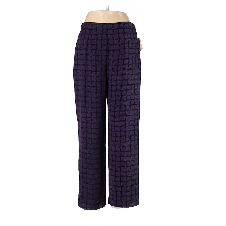 Talbots Purple And Black Printed Silk Pants